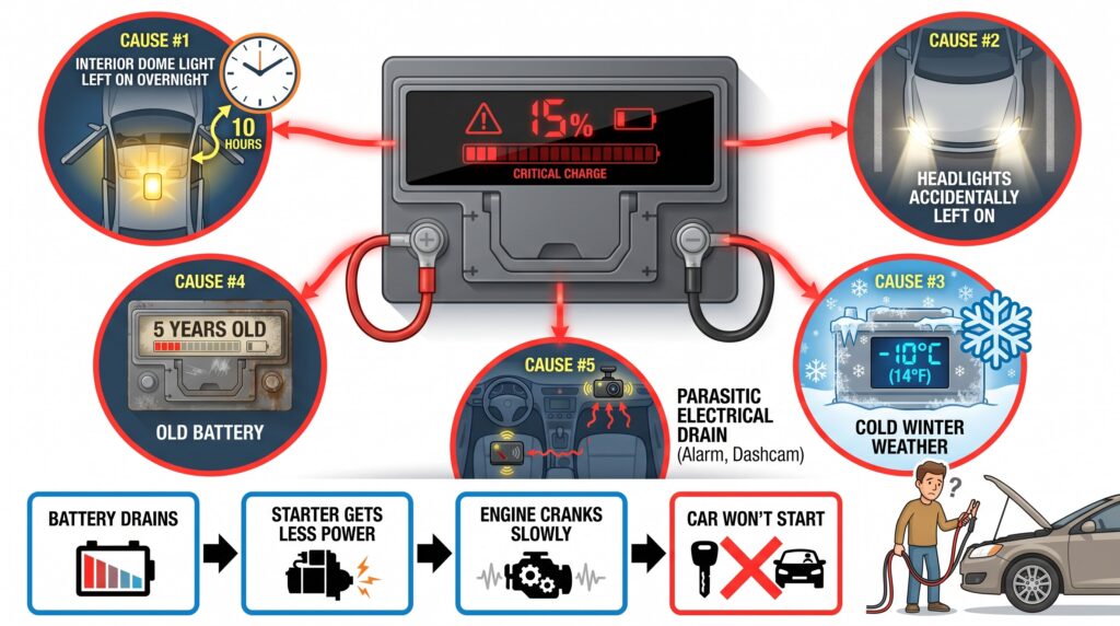 Will drained battery cause car not to start