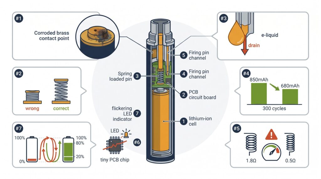 rechargeable vape battery drain causes