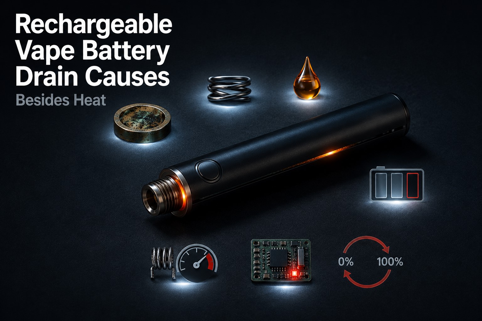 Rechargeable vape battery drain causes besides heat and position