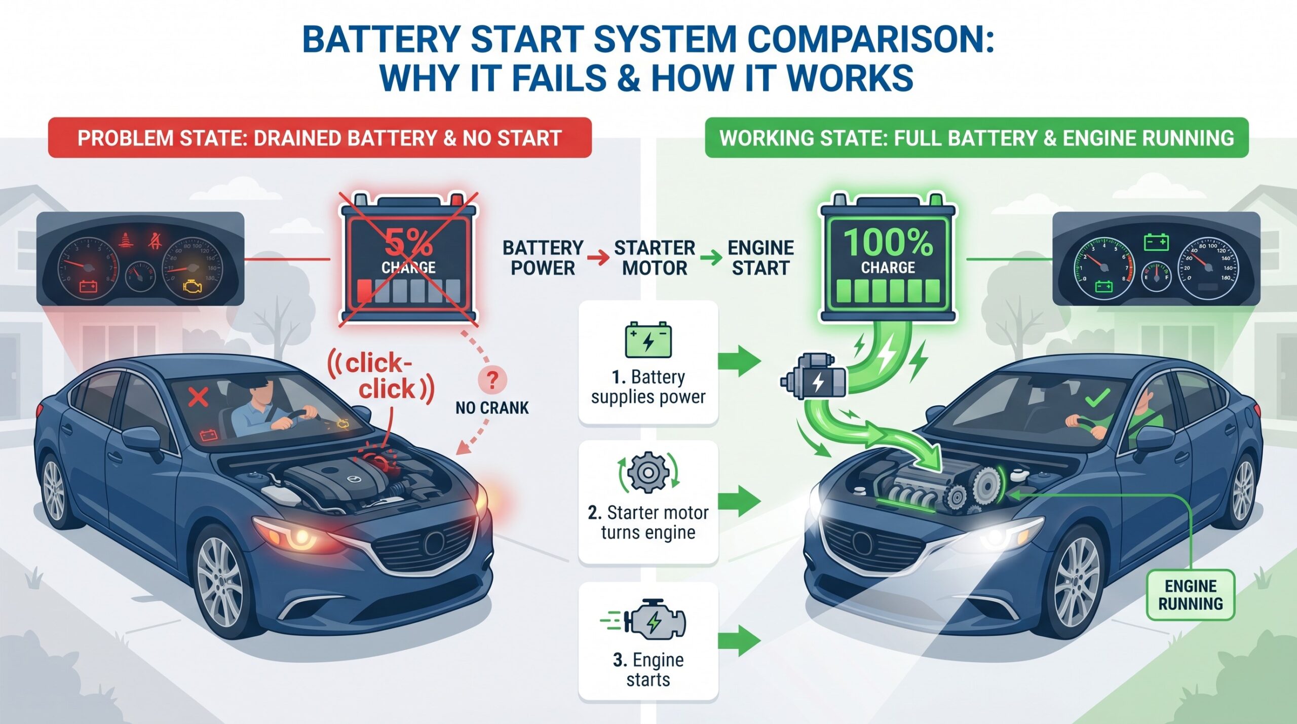 Will drained battery cause car not to start